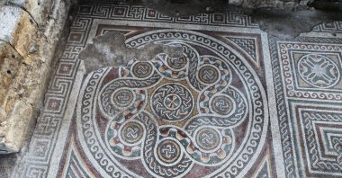 A mosaic area spanning 600 square meters has been unearthed in the ongoing excavation works in the district of Incesu in Kayseri, Türkiye, Nov. 10, 2023. (AA Photo)