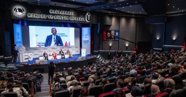 Photo shows Türkiye Maarif Foundation Chair Birol Akgün (L), Malaysian politician and lawyer Fadhlina binti Sidek (C-1), politician in Democratic Republic of Congo Tony Mwaba Kazadi (C-2) and Bosnian Minister Naida Hota-Muminovic during the 3rd Istanbul Education Summit, Istanbul, Türkiye, November 2023.