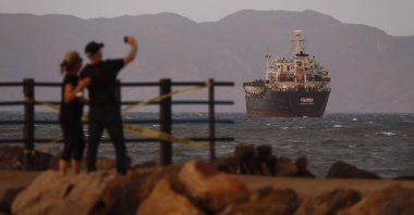 The oil tanker "Filippa," which sails under the Venezuelan flag is seen off the coast of Anzoategui, Venezuela, March 17, 2022. (Reuters Photo)