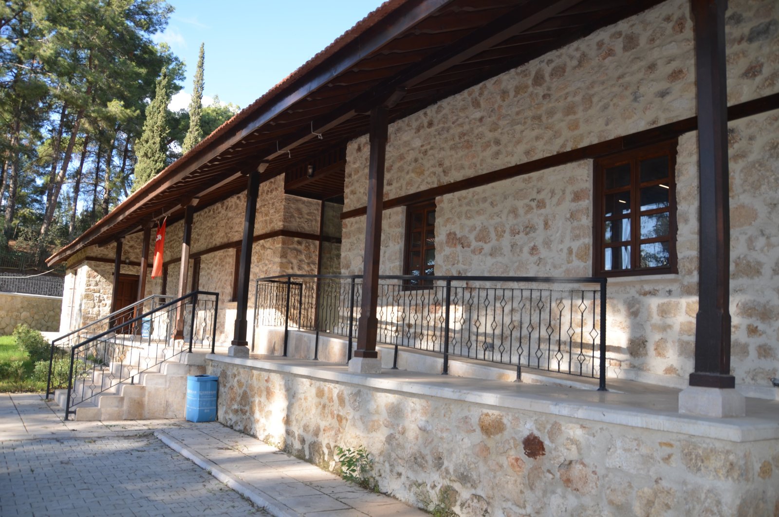 The exterior of a 90-Year-Old Stone School restored into a library, Antalya, Türkiye, Dec. 04, 2023. (DHA Photo)