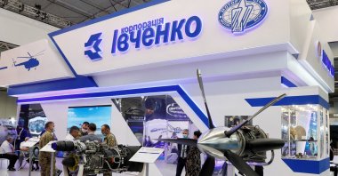 An area of Ukrainian aerospace company Motor Sich and association Corporation Ivchenko is seen at the annual exhibition of weaponry and military equipment Arms and Security 2021, Kyiv, Ukraine, June 15, 2021. (Reuters Photo)