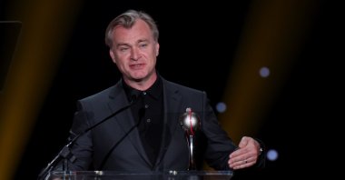 Christopher Nolan received the National Association of Theatre Owners' Spirit of the Industry Award at the CinemaCon Big Screen Achievement Awards, Las Vegas, Nevada, U.S. April, 27, 2023. (Getty Images Photo)