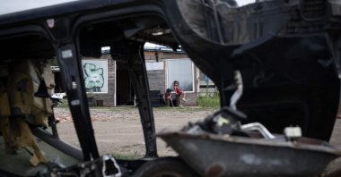 Children play in a slum gathering Romanian people, mostly from the Roma minority, in Nantes, France, June 21, 2022. (AFP Photo)