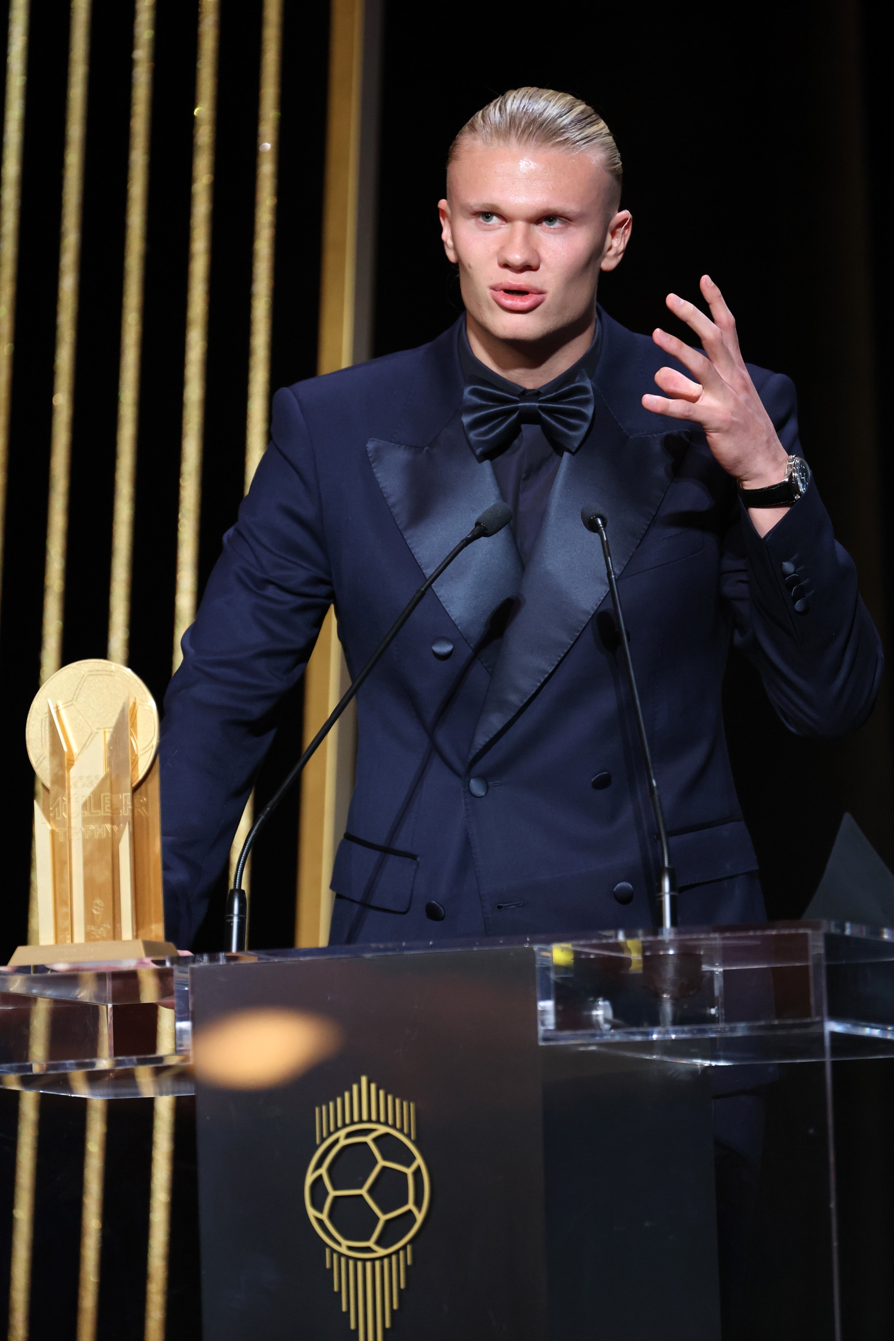 Erling Haaland attends the 67th Ballon d'Or Ceremony at the Theatre du Chatelet, Paris, France, Oct. 30, 2023. (Getty Images Photo)