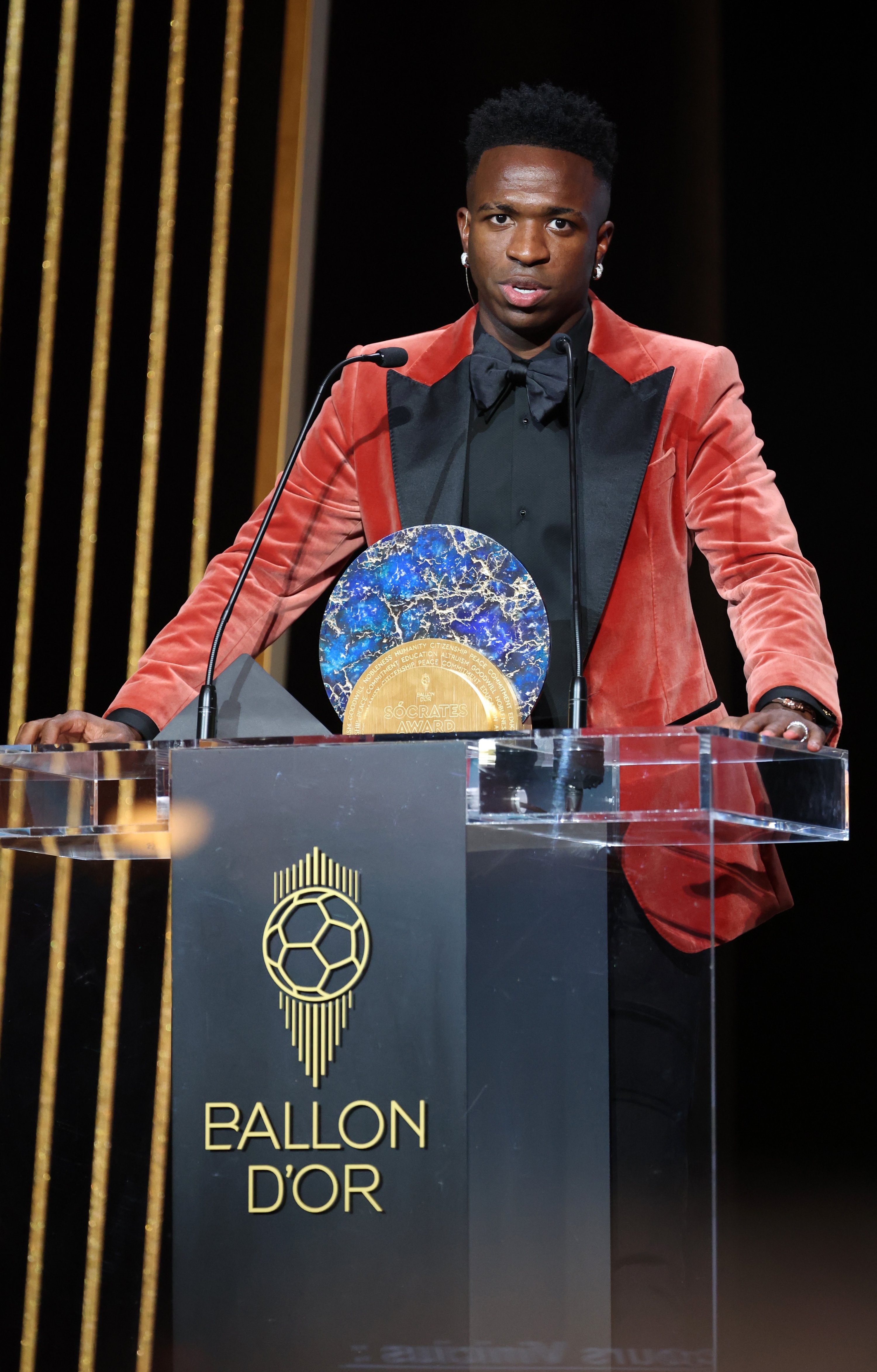 Vinicius Junior attends the 67th Ballon d'Or Ceremony at the Theatre du Chatelet, Paris, France, Oct. 30, 2023. (Getty Images Photo)