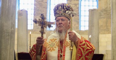 Bartholomew I of Istanbul&#039;s Fener Greek Orthodox Patriarchate performing rituals in the Saint Nicholas Memorial Museum and Church in Antalya, Türkiye, Dec. 06, 2023. (AA Photo)