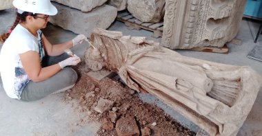 The &quot;Dancing Moses&quot; statue was unearthed after over 2,000 years in the ancient site of Muğla, Türkiye, Dec. 7, 2023. (AA Photo)