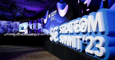 Foreign Minister Hakan Fidan speaks at the Stratcom Summit 2023 in Istanbul, Türkiye, Nov. 24, 2022. (AA Photo)