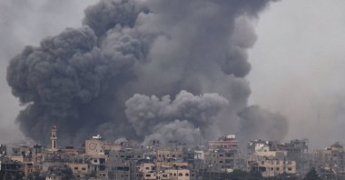 Smoke billowing during Israeli bombardment on Gaza, Palestine, Dec. 7, 2023. (AFP Photo)