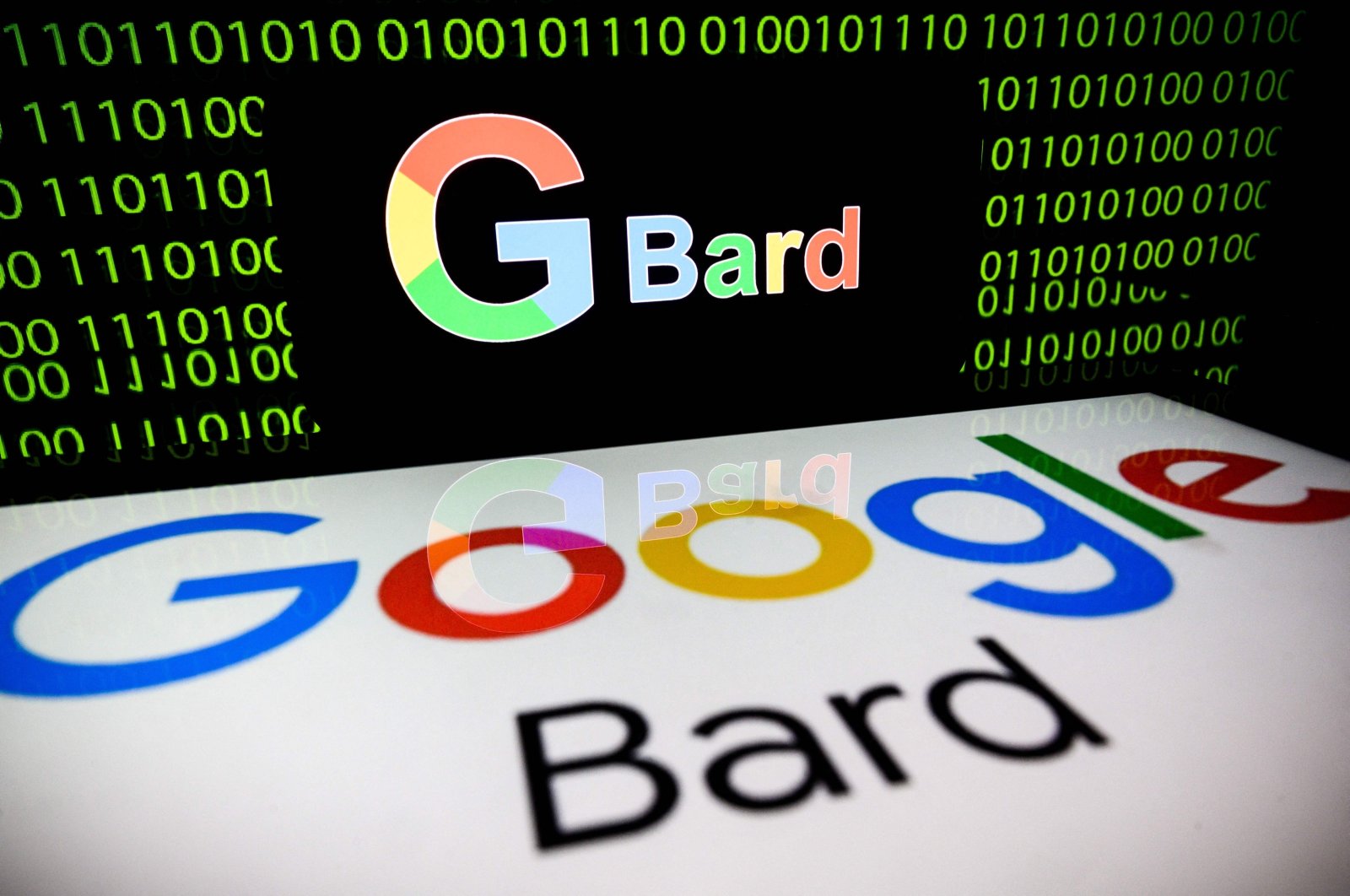 This photograph shows screens displaying the logos of Bard AI, a conversational artificial intelligence software application developed by Google, Toulouse, southwestern France, July 18, 2023. (AFP Photo)