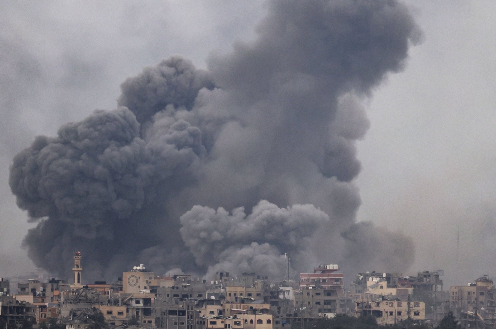 Smoke billowing during Israeli bombardment on Gaza, Palestine, Dec. 7, 2023. (AFP Photo)