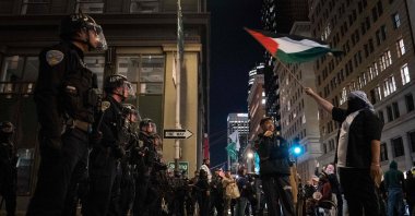 A Pro-Palestine march is blocked by the police in San Francisco, California, U.S., Nov. 14, 2023. (AFP Photo)