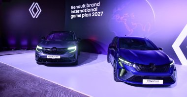 The new Renault Austral and Renault Clio on display during a press conference in Istanbul, Türkiye, Nov. 11, 2023. (IHA Photo)