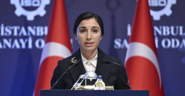 Central Bank of the Republic of Türkiye (CBRT) Governor Hafize Gaye Erkan delivers a speech at the Istanbul Chamber of Industry (ITO), Istanbul, Türkiye, Nov. 29, 2023. (AA Photo)