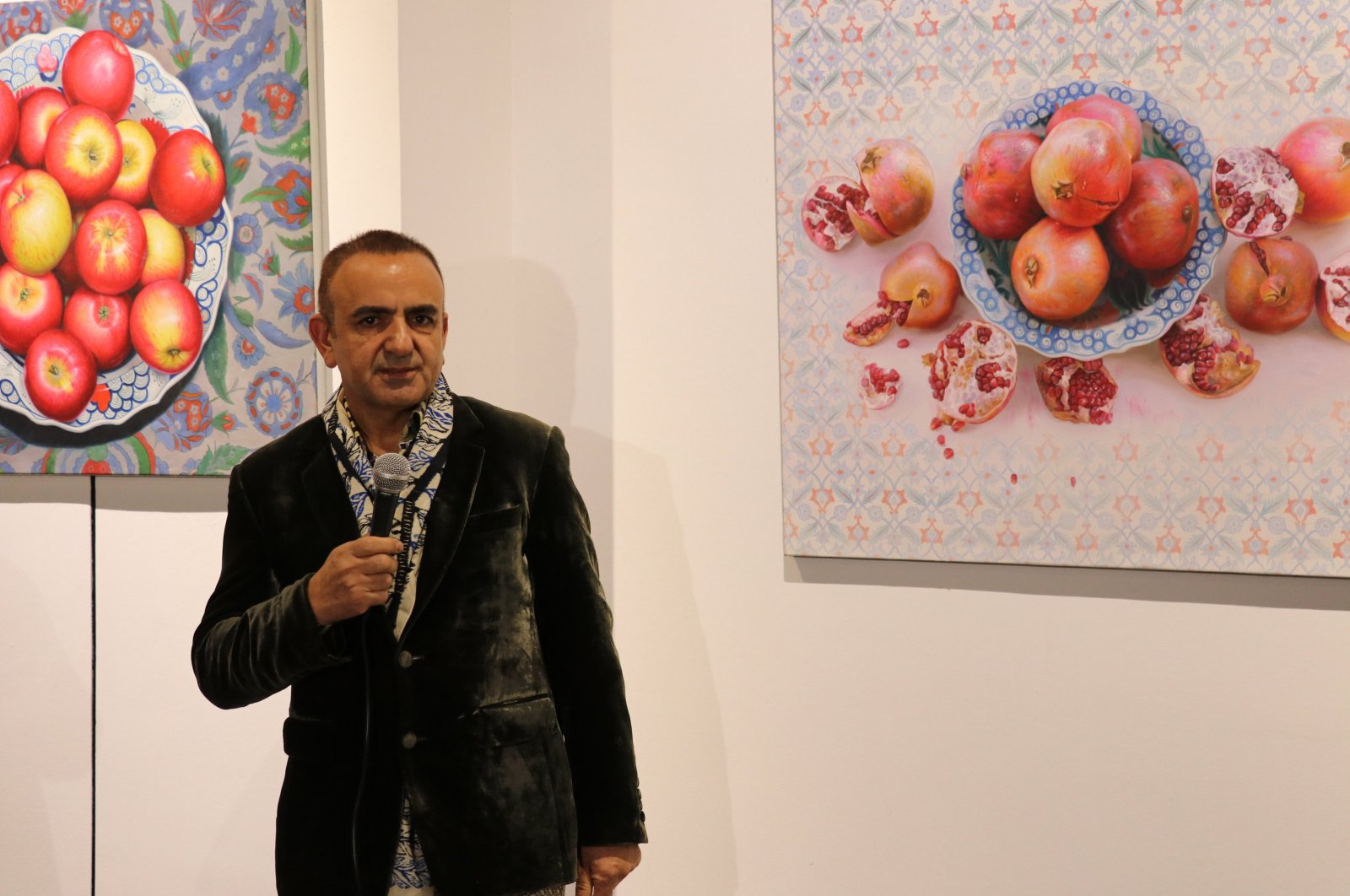 İsmail Acar giving a speech at the "Memory" exhibition, Astana, Kazakhstan, Dec. 7, 2023. (AA Photo)