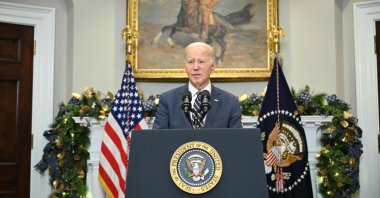 U.S. President Joe Biden makes a speech in the Roosevelt Room of the White House in Washington, D.C., U.S., Dec. 6, 2023. (AFP Photo)