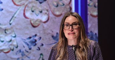 Farah Nabulsi speaks during the opening of 11th Bosphorus Film Festival, Istanbul, Türkiye, Dec. 8, 2023. (Photo courtesy of Bosphorus Film Festival)