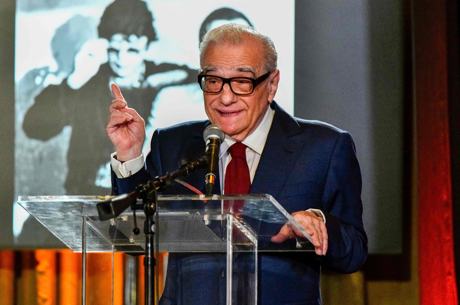 Martin Scorsese speaks at &quot;Robbie Robertson: A Celebration of His Life And Music&quot; at The Village Studios, Los Angeles, California, U.S., Nov. 15, 2023. (AFP Photo)