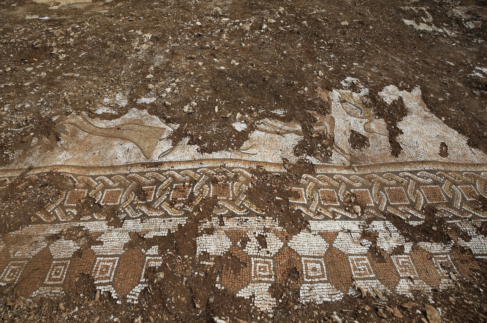 An aerial view of the Roman mosaics found in the Kızıltepe district, Mardin, Türkiye, Dec. 11, 2023. (AA Photo)