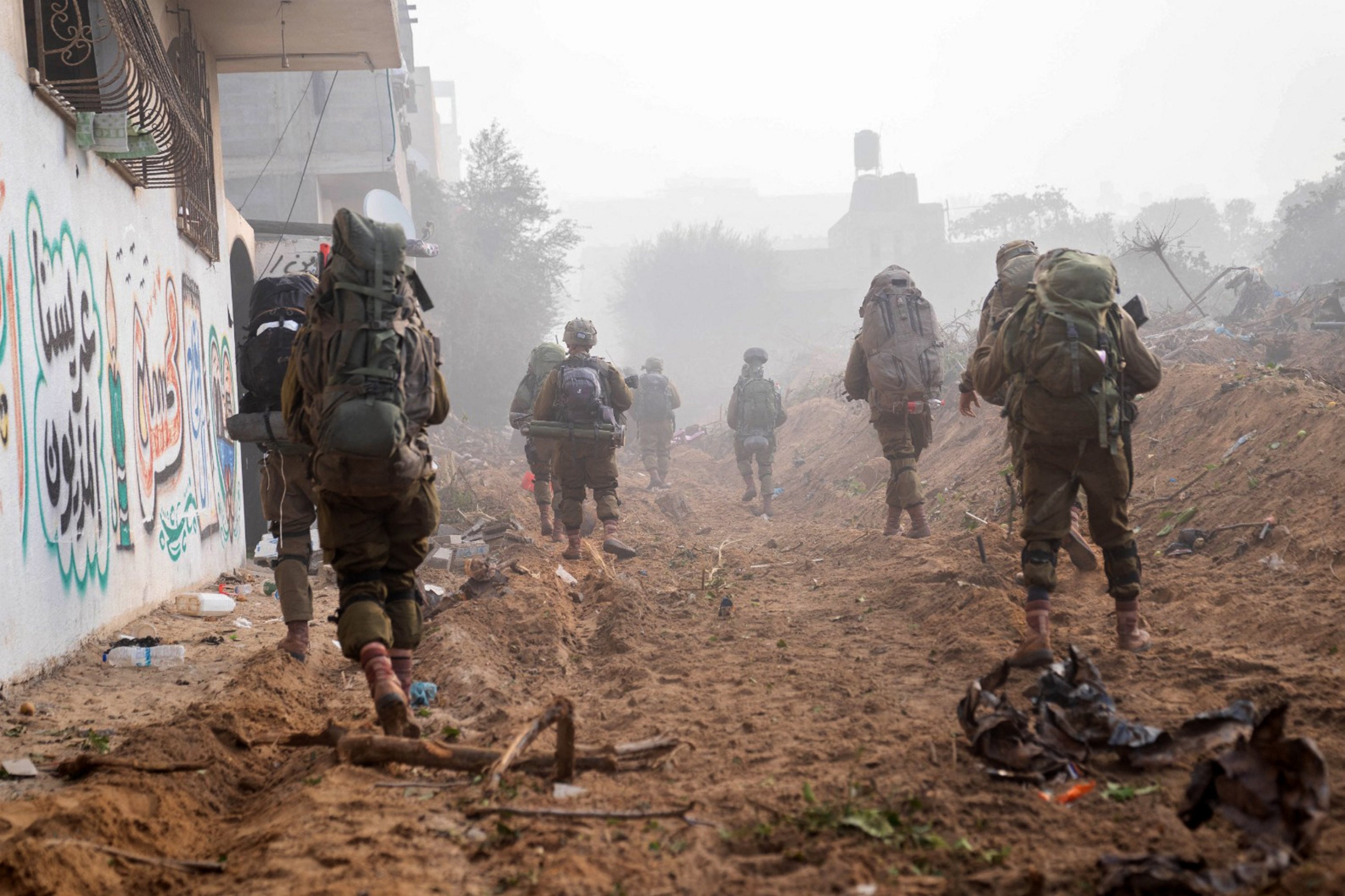 Israeli soldiers operating in the Gaza Strip, Palestine, Dec. 12, 2023. (AFP Photo)