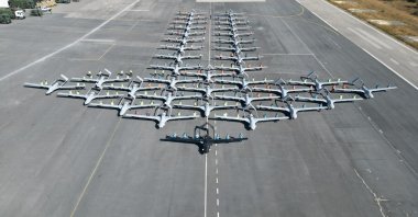 General view of the indigenously developed unmanned aerial combat vehicle Bayraktar TB2 in Istanbul, Türkiye, Dec. 11, 2023. (IHA Photo)