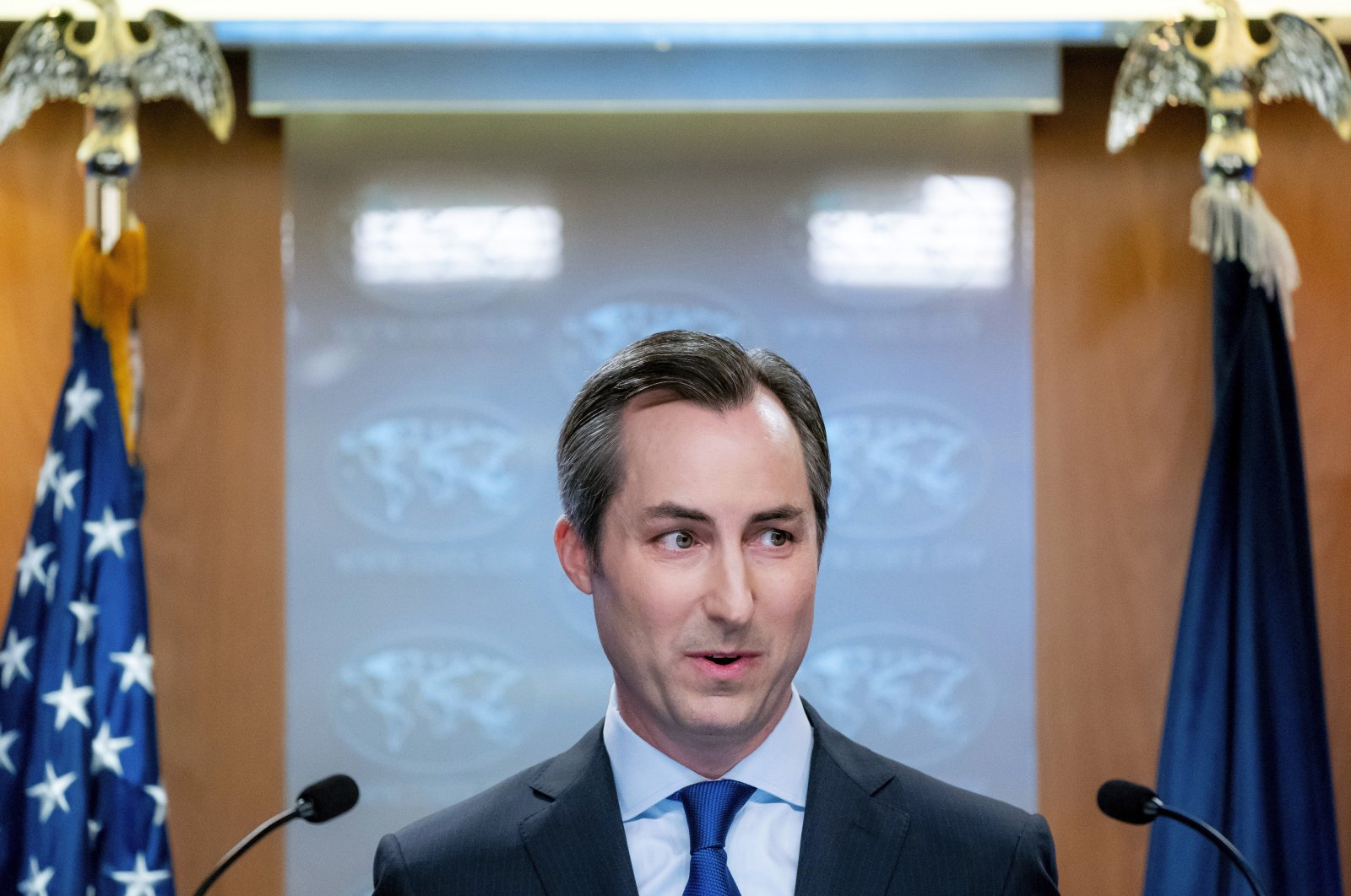 U.S. State Department spokesperson Matthew Miller answers questions about an American solider detained in North Korea after he willfully crossed the border from South Korea during a news briefing at the State Department, in Washington, U.S., July 18, 2023. (AP Photo)