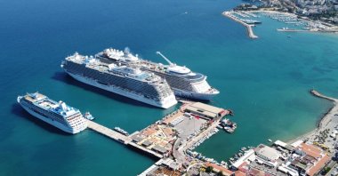 Cruise ships are docked at the Kuşadası Port in Aydın, western Türkiye, July 19, 2023. (AA Photo)