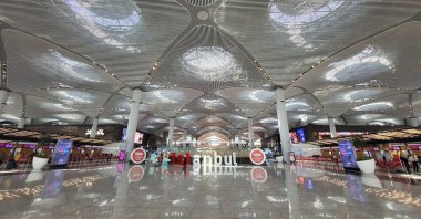 Inscription Istanbul at the hall in the new Istanbul Airport, Istanbul, Türkiye, May 8, 2023. (Reuters Photo)