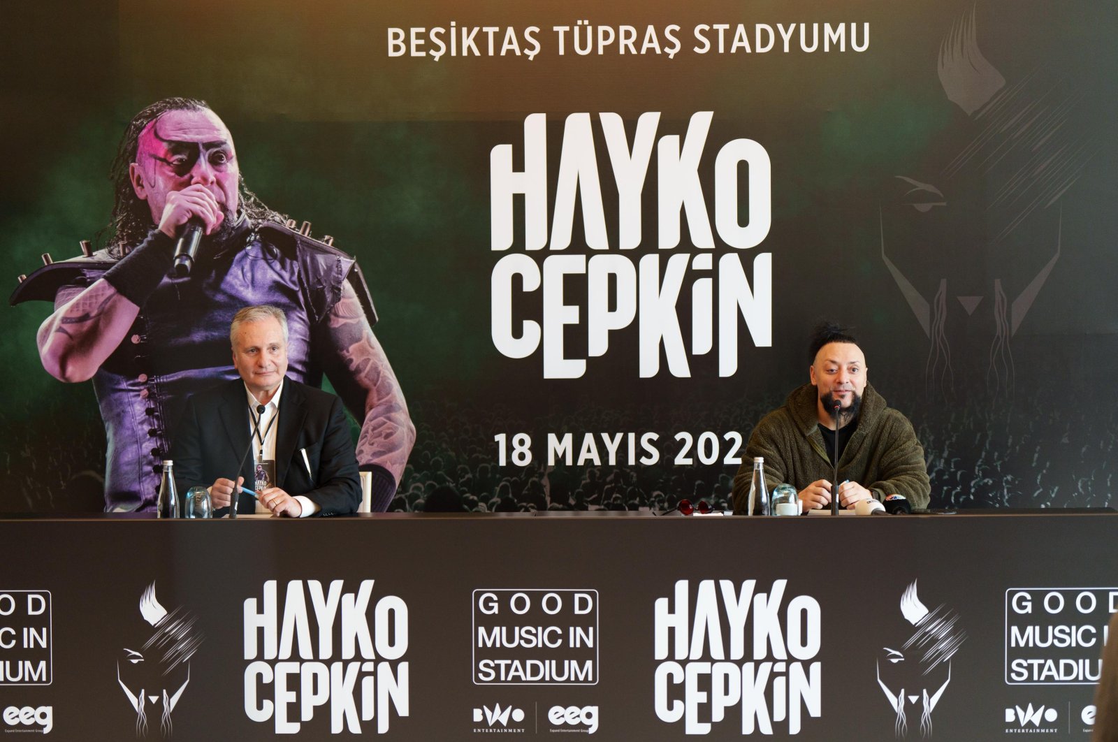 The rock musician Hayko Cepkin explains the details of the &quot;Good Music in Stadium&quot; concert in a press conference, Istanbul, Türkiye, Dec. 12, 2023. (Photo courtesy of BWO Entertainment)