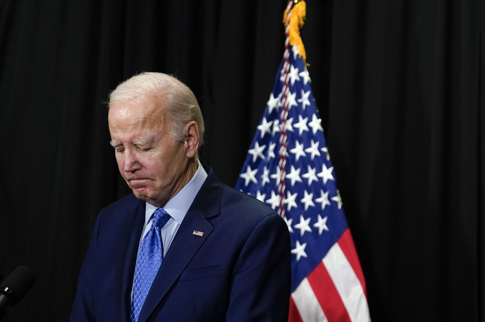 U.S. President Joe Biden pauses as he speaks to reporters in Nantucket, Mass., U.S., Nov. 26, 2023. (AP Photo)