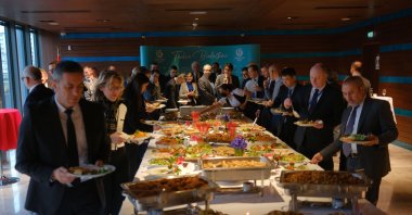 Guests are seen during the Yunus Emre Institute’s Turkish Gastronomy program in Strasbourg, France, Dec.12, 2023 (Courtesy of the YEE)