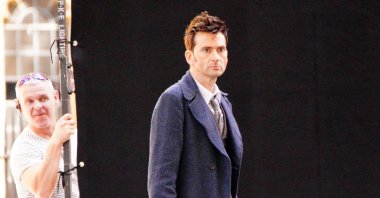 David Tennant during filming of &quot;Doctor Who&quot; in Bristol, U.K., June 15, 2022. (Getty Images Photo)