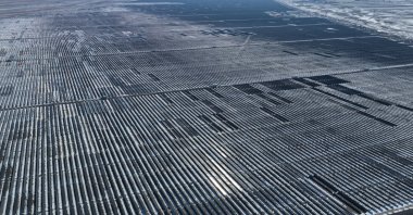 A photo taken with a drone shows the Kalyon PV Karapınar Solar Power Plant in Konya, central Türkiye, Feb. 2, 2023. (EPA Photo)