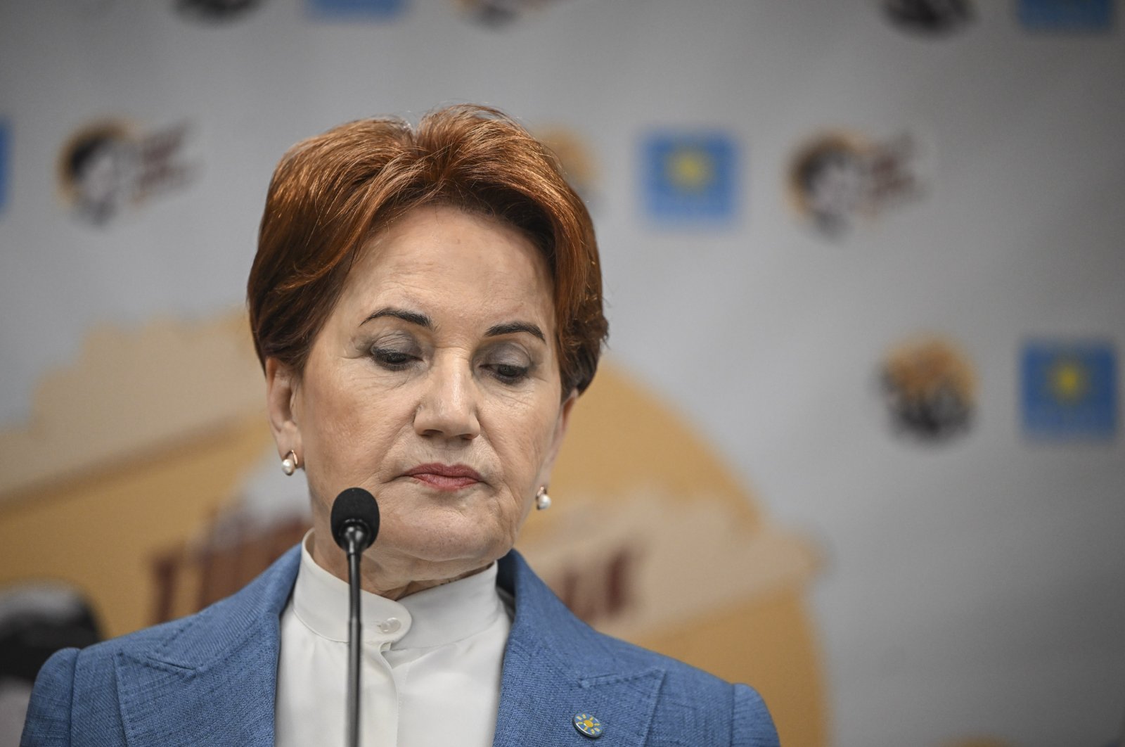 Good Party (IP) Chair Meral Akşener addresses a news conference at her party headquarters in Ankara, Türkiye, May 20, 2023. (AA Photo)