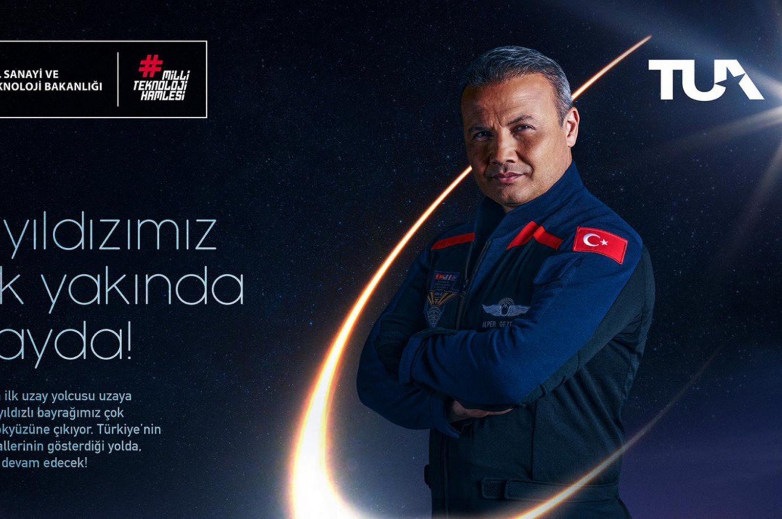 Alper Gezeravcı is seen in this photo shared to mark the planned date of takeoff into space orbit, Dec. 14, 2023. (AA Photo)