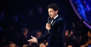 Trevor Noah talks during the 65th GRAMMY Awards at Crypto.com Arena in Los Angeles, California, U.S., Feb. 5, 2023. (Getty Images Photo)