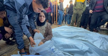 A mourner reacts next to the bodies of Palestinians killed in Israeli strikes at Nasser hospital in Khan Younis in the southern Gaza Strip, Palestine, Dec. 15, 2023. (Reuters Photo)