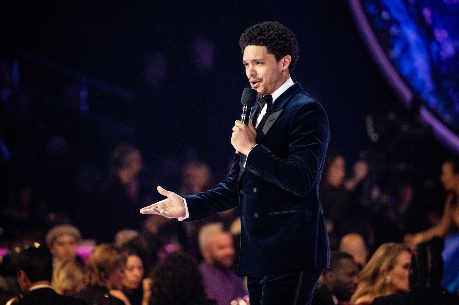 Trevor Noah talks during the 65th GRAMMY Awards at Crypto.com Arena in Los Angeles, California, U.S., Feb. 5, 2023. (Getty Images Photo)