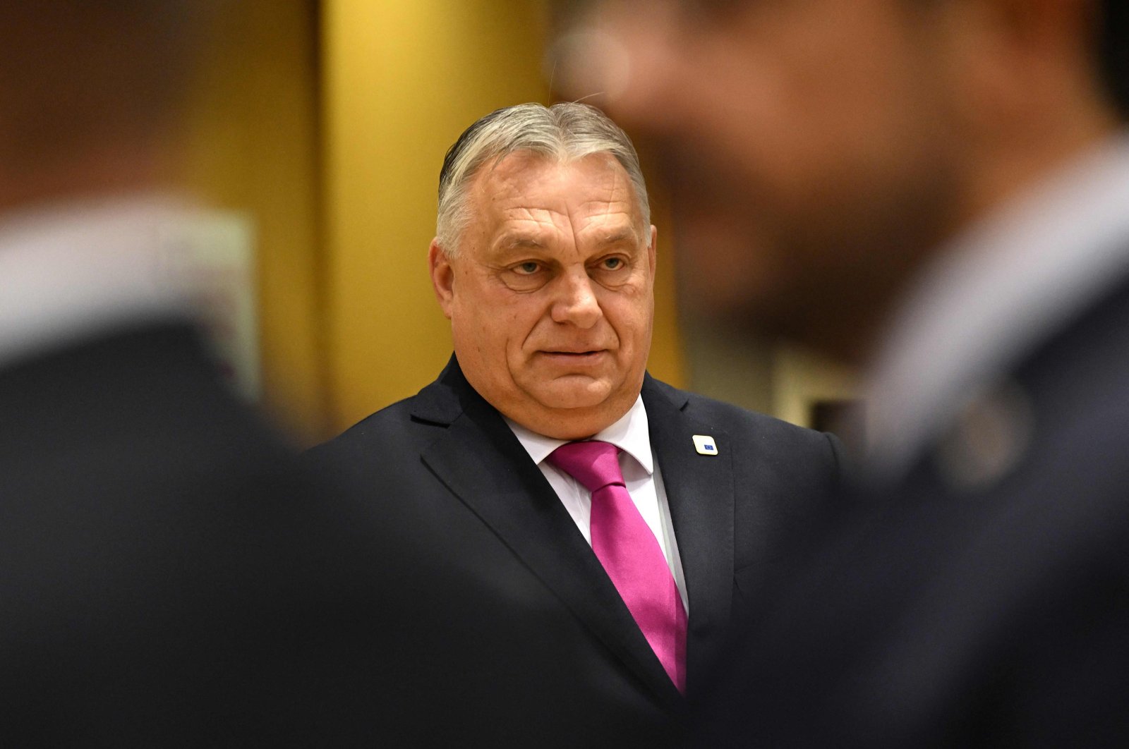 Hungary&#039;s PM Viktor Orban arrives for a roundtable meeting in Brussels, Belgium, Dec. 14, 2023. (AFP Photo)