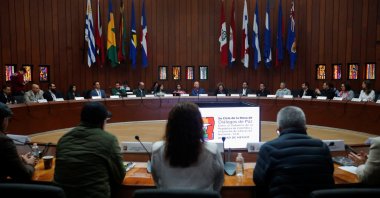 The fifth round of peace dialogues between Colombia&#039;s government and the National Liberation Army (ELN) is held in Mexico City, Mexico Dec. 17, 2023. (Reuters Photo)