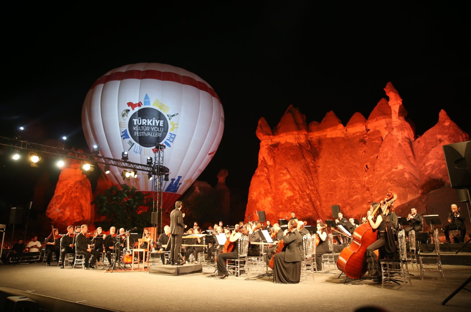 A concert was held as part of the Cappadocia Balloon and Culture Road Festival, Cappadocia region, Türkiye, Aug. 5, 2023. (AA Photo)