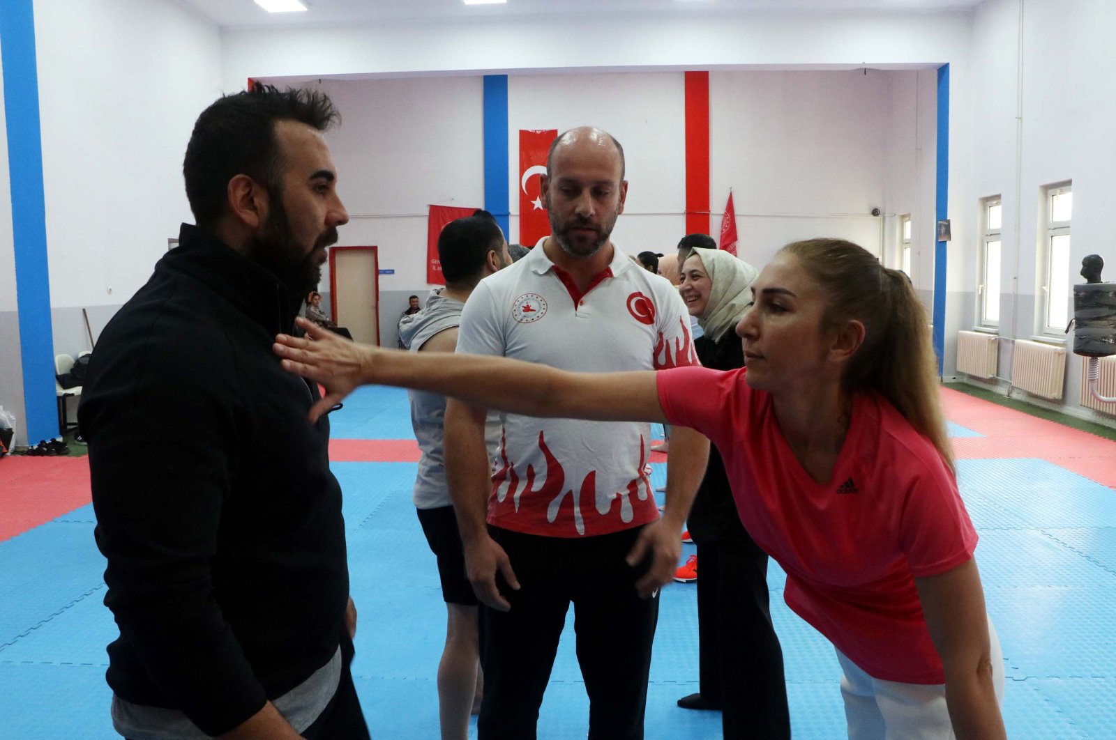 Enforcement officers training during their kung fu lessons to equip themselves, Gaziantep, Türkiye, Dec. 18, 2023. (DHA Photo)