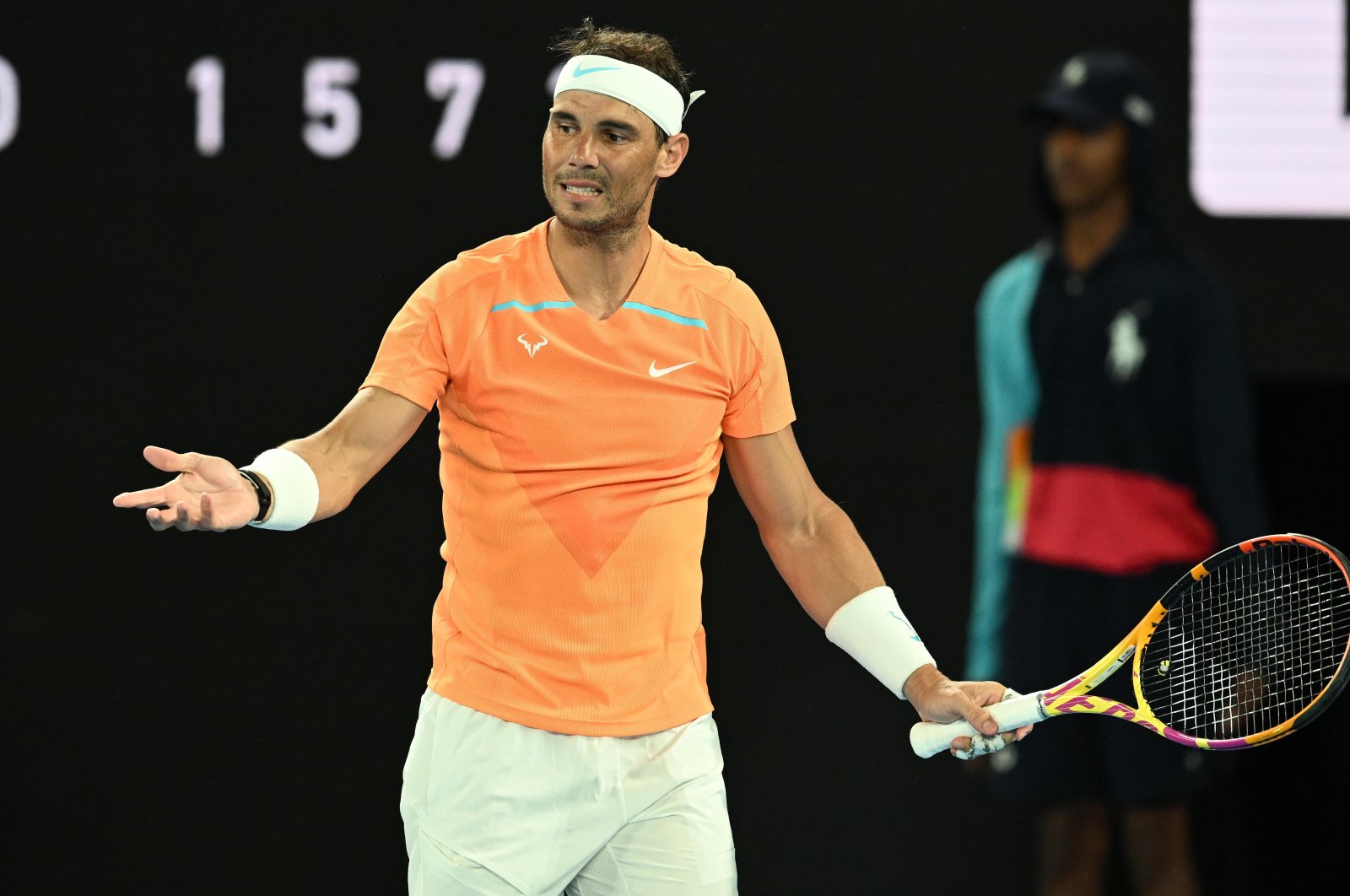 Spain&#039;s Rafael Nadal reacts in the round two singles match against U.S&#039; Mackenzie McDonald during Day 3 of the 2023 Australian Open at Melbourne Park, Melbourne, Australia, Jan. 18, 2023. (Getty Images Photo)