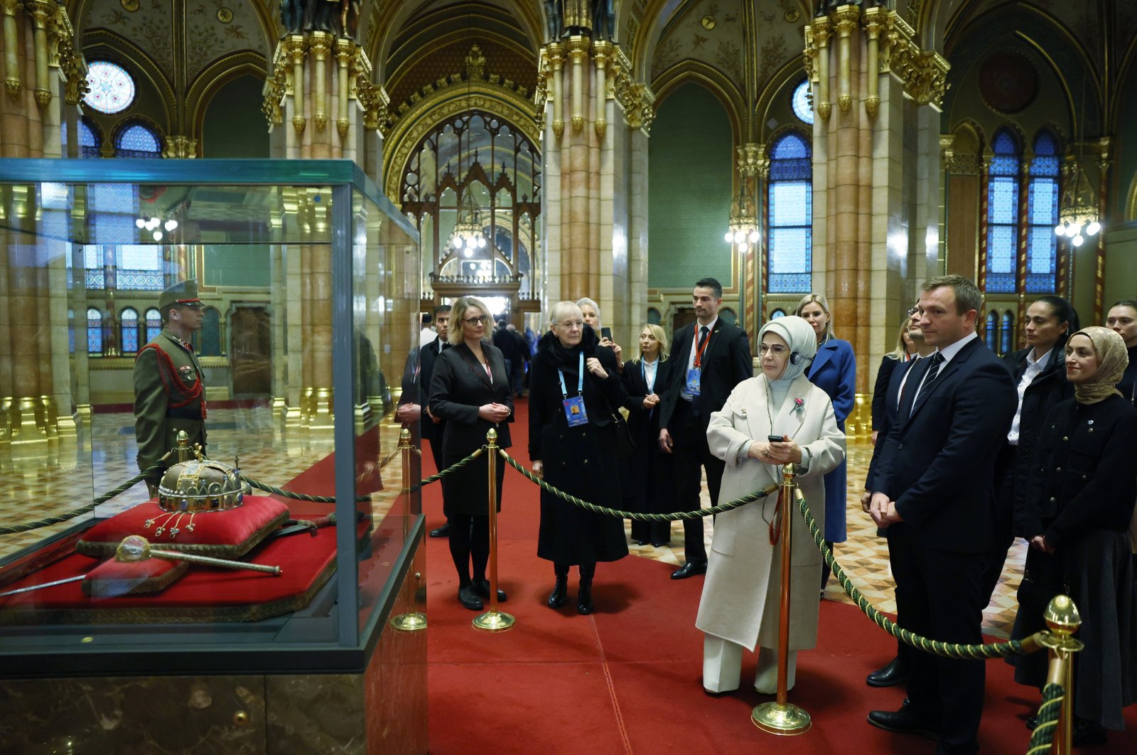 First lady Emine Erdoğan visited the Hungarian Parliament Building, one of the most important symbolic buildings of Budapest and one of the favorite tourist attractions, Dec.18, 2023. (AA Photo)
