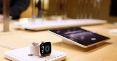 An Apple Watch is seen on display at the Apple Store in Grand Central Station, New York, U.S., Dec. 18, 2023. (AFP Photo)