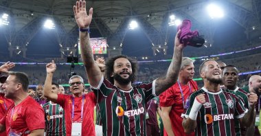 Marcelo, left back of Fluminense and Brazil, celebrates victory after the FIFA Club World Cup Saudi Arabia 2023 match against Al Ahly FC at King Abdullah Sports City, Jeddah, Saudi Arabia, Dec. 18, 2023. (Getty Images Photo)
