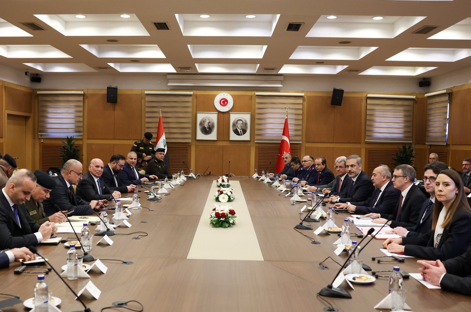 Turkish and Iraqi delegations led by top diplomats hold a meeting in Ankara, Türkiye, Dec. 19, 2023. (AA Photo)