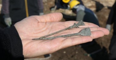 Surgical instruments dating back 1800 years were found in Zerzevan Castle in the Çınar district of Diyarbakır, Türkiye. Dec.19, 2023. (AA Photo)
