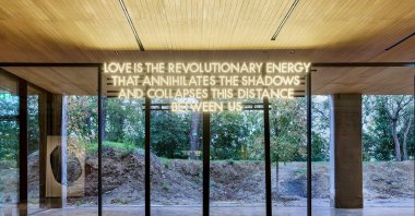 "Love is the Revolutionary Energy," by Robert Montgomery was displayed at "WE BELONG" exhibition. (Photo courtesy of Istanbul'74)