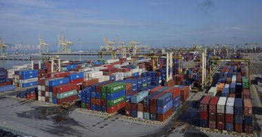 Containers are seen at a port in Butterworth, Malaysia, Jan. 20, 2020. (AP Photo)